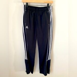 Adidas Jogging Pants Sweatpants Size Small Pockets White Stripes Zipper Ankle